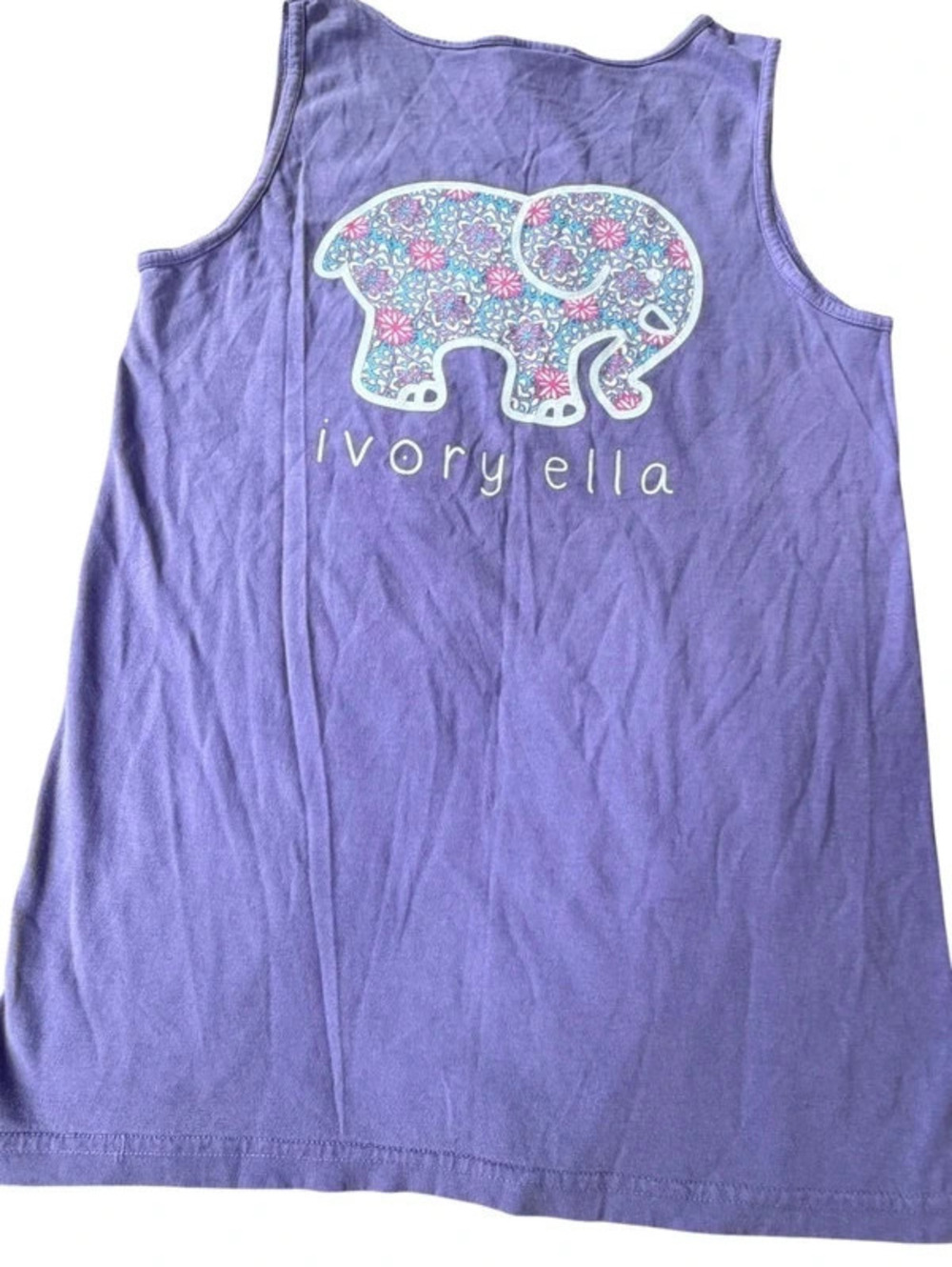 Ivory Ella Purple Elephant Tank Top Size S 2156